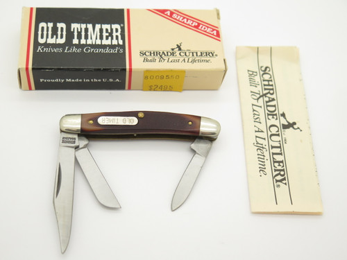 Vtg 80s Schrade USA 108OT Old Timer Junior Stockman Folding 3 Blade Pocket Knife
