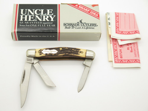 Vtg 1980s Schrade USA 807UH J.R. Stockman Uncle Henry Folding Pocket Jack Knife