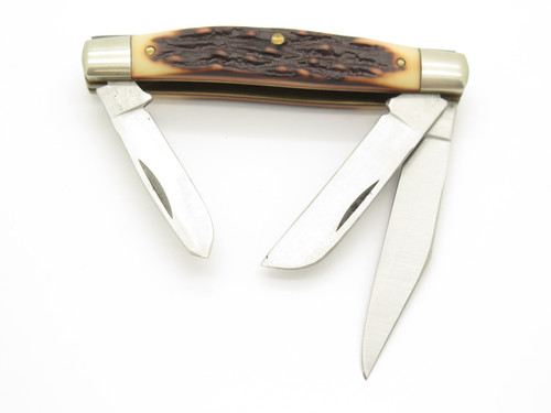 Vtg 1980s Schrade USA 834UH Trailmster Stockman Uncle Henry Folding Pocket Knife