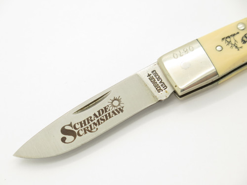 Vtg 1990 Limited Schrade USA SC513 Scrimshaw Folding Lockback Pocket Knife