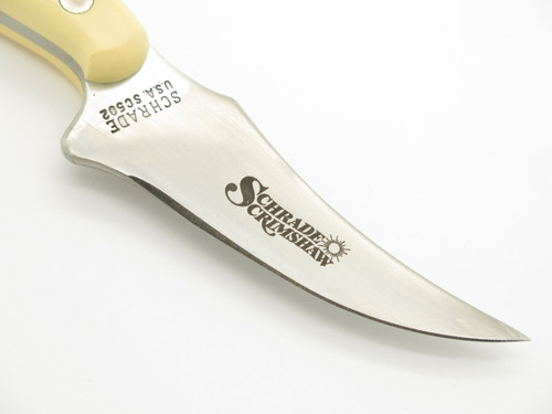 Vtg 1990 Limited Schrade 502SC Scrimshaw Sharpfinger Fixed Blade Hunting Knife