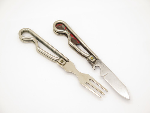 Vintage 1942 pat. Geo Schrade BSA Boy Scouts Fork Knife Spoon Utensil Mess Kit