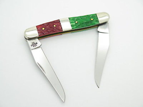 2013 Case XX Muskrat Folding Pocket Knife Christmas Jigged Candy Cane Bone