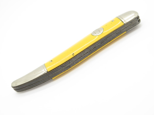 Vintage Imperial Prov RI USA 2 Blade Yellow Handle Folding Fish Pocket Knife