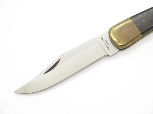 Vintage 1980s Klein 44037 Seki Japan 5" Brass Wood Lockback Folding Hunter Knife