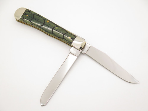 Case XX 6254 SS USA Lasered Green Bone 4.12" Trapper Folding Pocket Knife