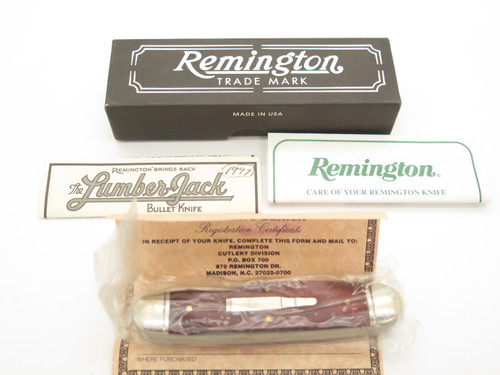Vintage 1997 Remington R4468 Lumberjack USA Wood Muskrat Folding Pocket Knife