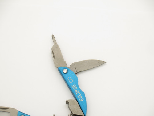 Vintage Gerber Total Eclipse 2" Blue Multi Tool Scissors Folding Pocket Knife