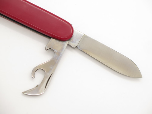 Vintage '80s Seki Japan 3.62" Multi Tool Red Handle Folding Pocket Camp Knife