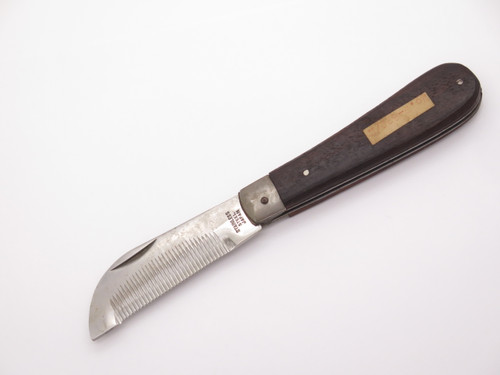 Vintage 1950s F-622/H Seki Japan 4" Serrated Wood Handle Folding Pocket Knife