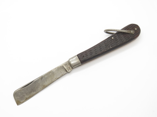Vintage 1944 Camillus USCG Q5 USA 4.375" Wood Folding Sailor Rope Pocket Knife