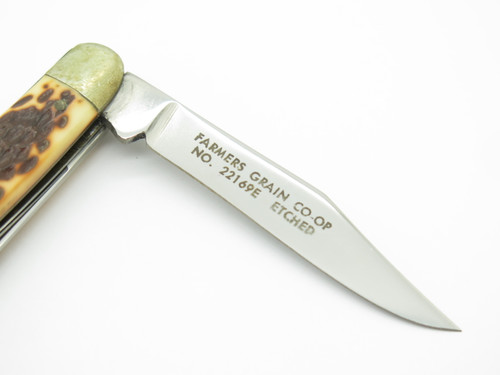 Vintage Kutmaster Utica USA Tungslen Farmers Co-op Folding Pocket Jack Knife