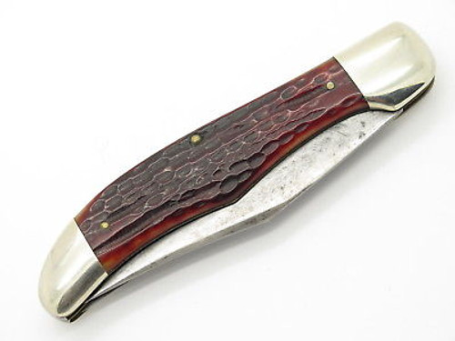 Vintage 1940-1964 Case XX 6265 Sab Large Folding Hunter Knife Red Jigged Bone