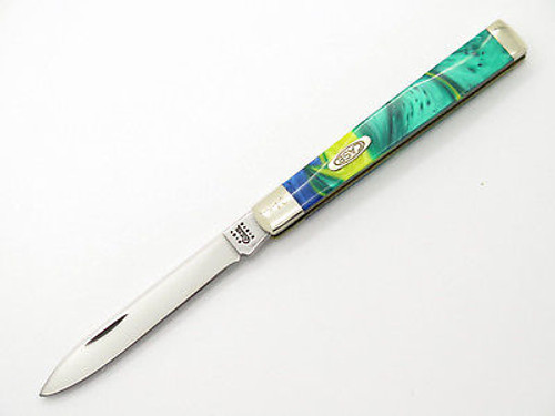 2001 Case XX 3185 Doctor Folding Pocket Knife Exotic Green Yellow Swirl