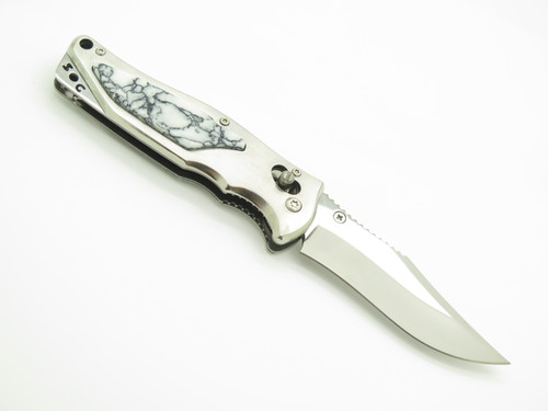 SOG Stingray 2.0 Seki Japan Customized White Marble Inlay Folding Pocket Knife