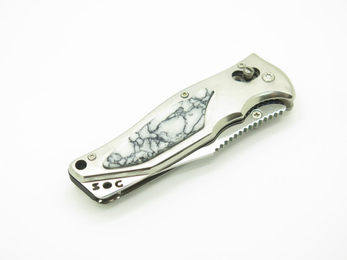SOG Stingray 2.0 Seki Japan Customized White Marble Inlay Folding Pocket Knife