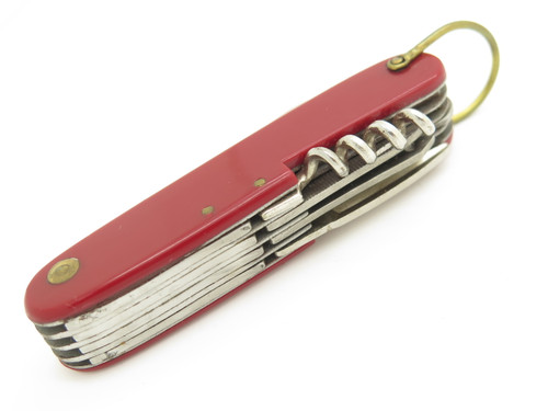 Vintage Wonder Knife Japan 3.62" Red Multi Tool Folding Pocket Camp Knife