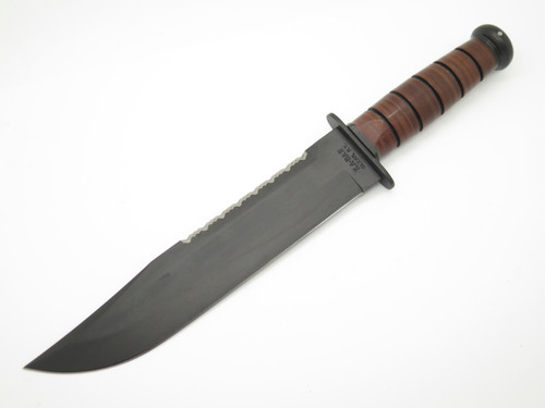 Ka-Bar 2217 USA Big Brother Leather Handle Survival Fixed Blade Knife & Sheath