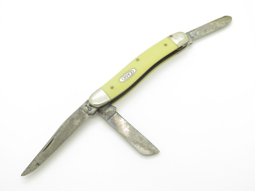 Vintage 1998 Case XX 3318 CV Stockman Yellow Handle Folding Pocket Knife