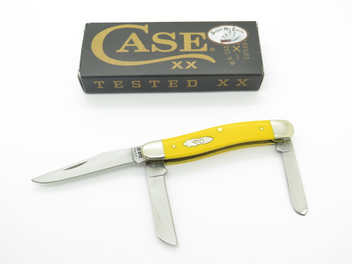 2022 Case XX 4318 Stainless Stockman Yellow Delrin Handle Folding Pocket Knife
