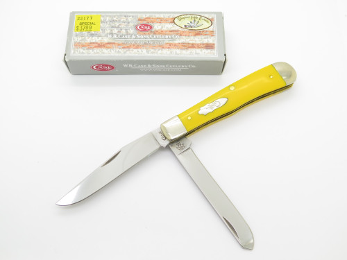 2019 Case XX 4254 USA SS Trapper Yellow Delrin Handle Folding Pocket Knife