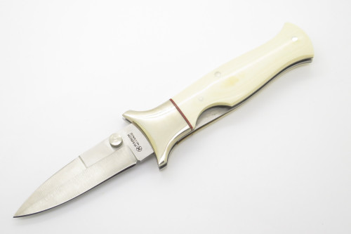 Vintage Magnum Boker Stainless White Micarta Folding Boot Linerlock Pocket Knife