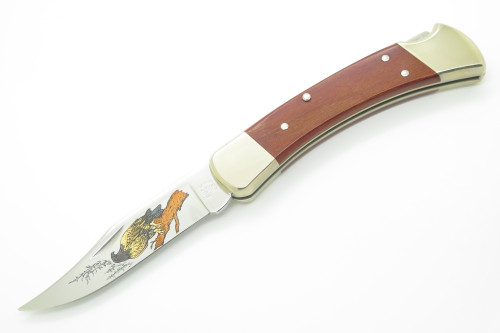 Vintage 1990 Buck 110 Folding Hunter Bald Eagle Etch Limited Ed. Lockback Knife