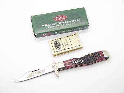 2002 Case XX 6111 1/2 Cheetah Script Cranberry Swing Guard Folding