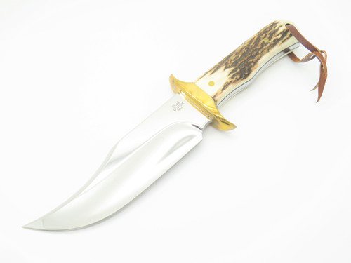 Vtg 1988 Buck 905 Mountain Man Custom Shop Sambar Stag Fixed Bowie Hunting Knife