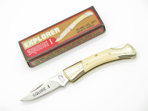 Vtg Explorer Squire I Seizo Imai Seki Japan White Micarta Folding Lockback Knife