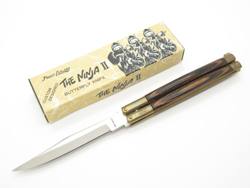 Vintage 1980s Frost Cutlery Seki Japan Thin 4.75" Wood Handle Folding Balisong Butterfly Knife