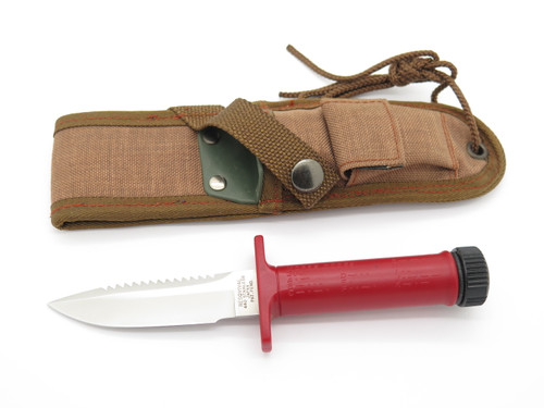 Vintage Resqvival Attack Red Seki Japan Small Fixed Blade Hunting Survival Knife