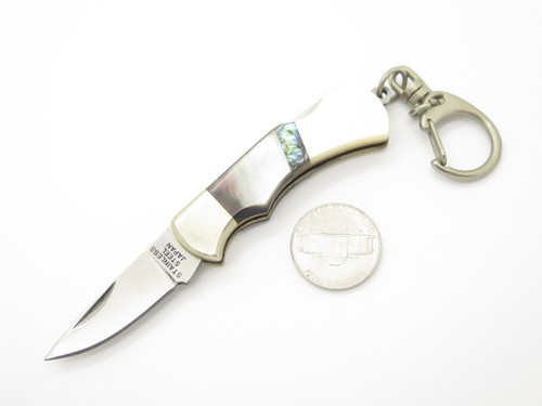 Vtg Explorer Seki Japan P-21AB Abalone Pearl 2.25" Folding Pocket Keychain Knife
