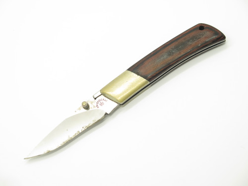Vtg Aristocrat Majestic Seki Japan AUS-8 Wood 3.5" Folding Pocket Knife (Blem6)