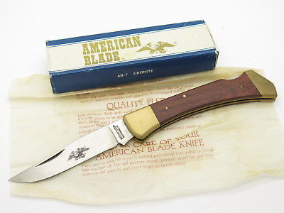 Vtg American Blade Parker Seki Japan Wood Handle Folding Hunter Knife