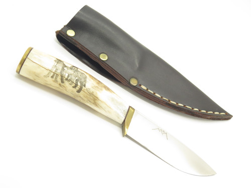Custom Mike Mann Idaho Knife Works Scrimshaw Fixed Mountain Man Hunting Knife