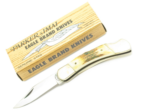 Vintage 1978-82 Parker Brothers Eagle K248-B Imai Seki Japan Stag Folding Knife