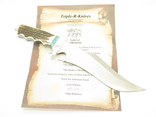 Custom RRR Leroy Remer RRR Sub Hilt Aluminum Guard Elk Stag Fixed Bowie Knife