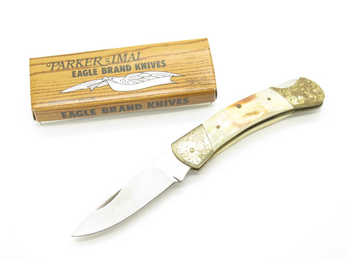 Vintage 1980s Parker Imai Prototype Seki Japan Stag 4.37" Folding Lockback Knife