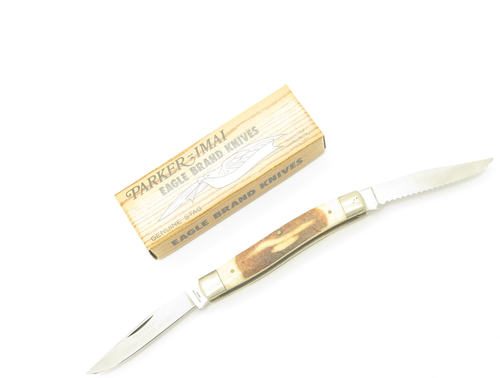 Vintage 1980s Parker Seizo Imai Seki Japan Stag 4" Muskrat Folding Pocket Knife