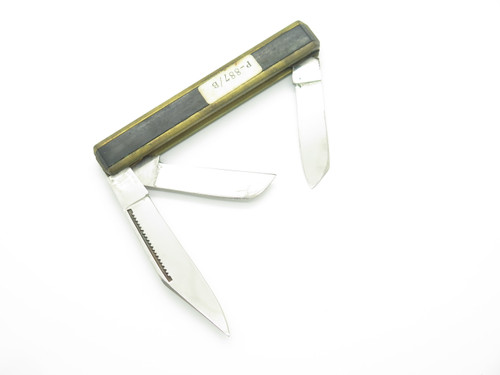 Vintage 1980s KT (Kanetsune) Seki Japan 3.75" Brass & Wood Folding Pocket Knife