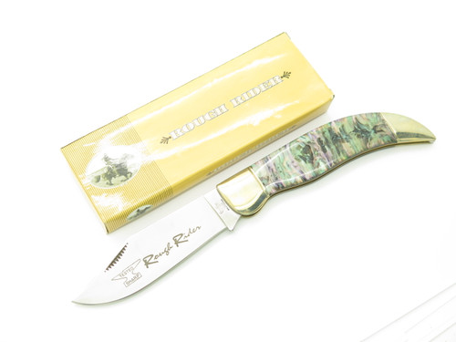 Rough Rider RR353 Clasp 5.5" Imitation Abalone Folding Hunter Pocket Knife
