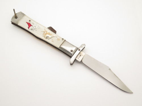 Vintage Yasuo Imai Seki Japan White Matador 4.25" Swing Guard Folding Knife