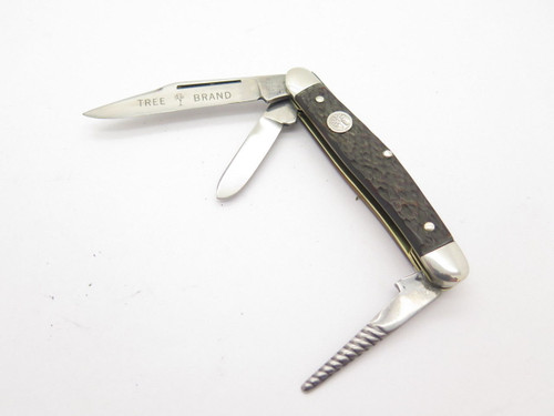Vtg 1970s Boker USA Tree Brand 8593 3 Blade Stockman Folding Pocket Knife