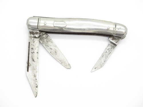 Vintage Imperial Prov RI 3.25" Metal Handle Folding Stockman Knife