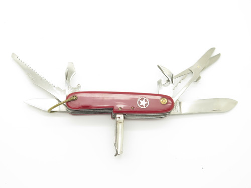 Vintage Wonder Knife Japan 3.62" Red Multi Tool Folding Pocket Camp Knife