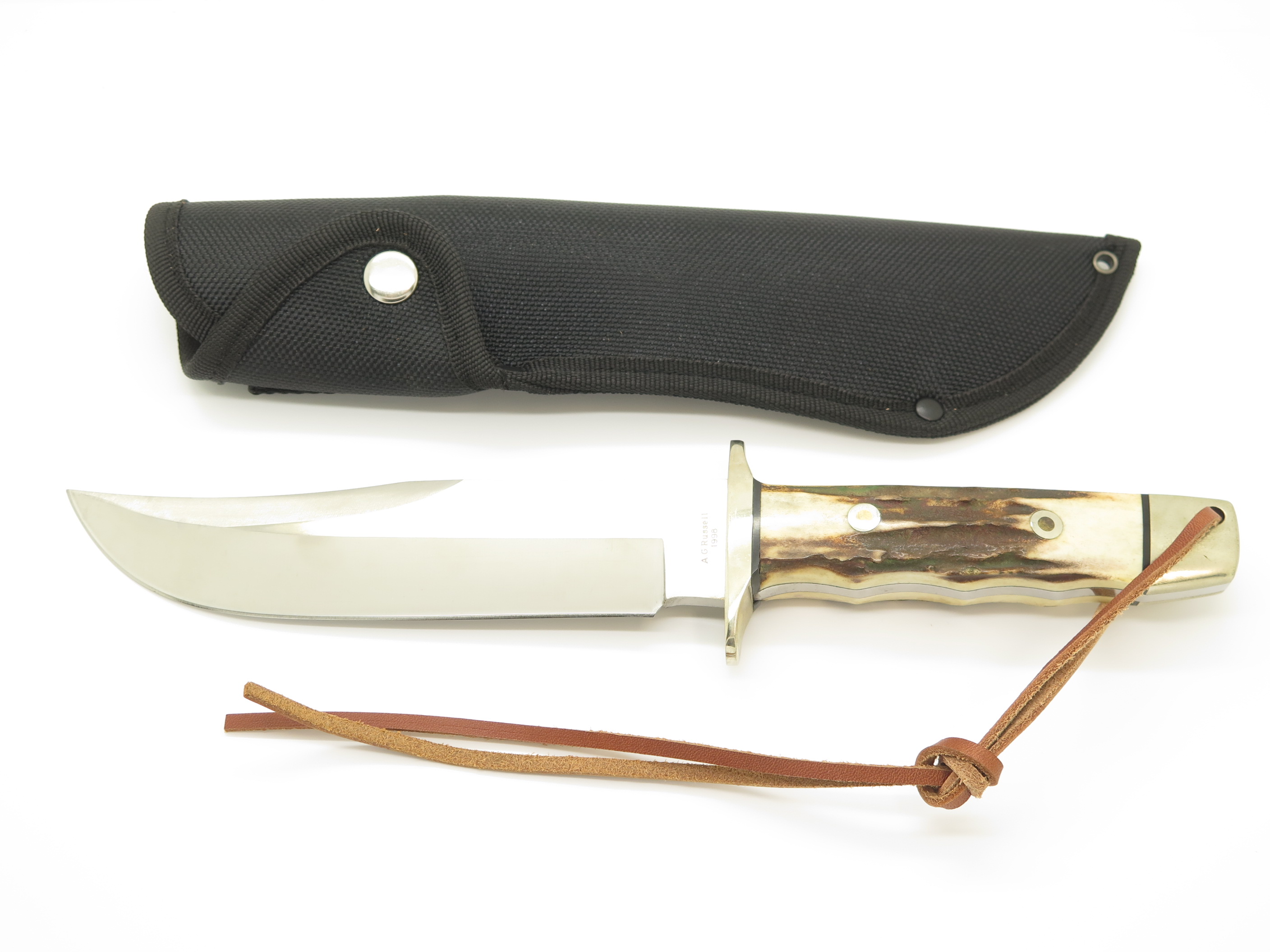 Vintage A G Russell Tak Fukuta Seki Japan Stag Fixed Bowie Hunting
