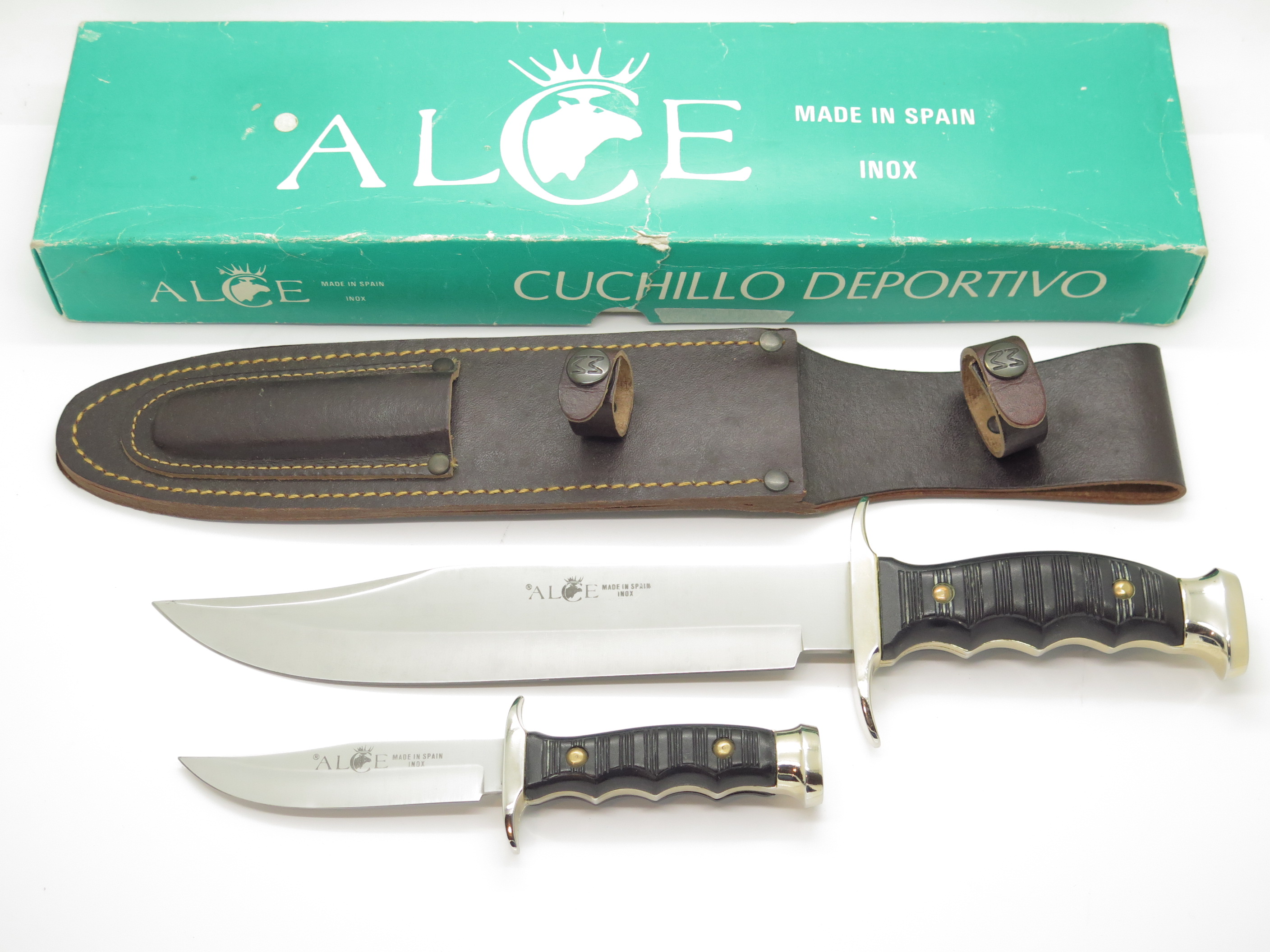 Vintage Muela Alce Spain 7220-P Twin Fixed Blade Bowie Hunting Knife Set -  ePrague, LLC, image size:2816x2112