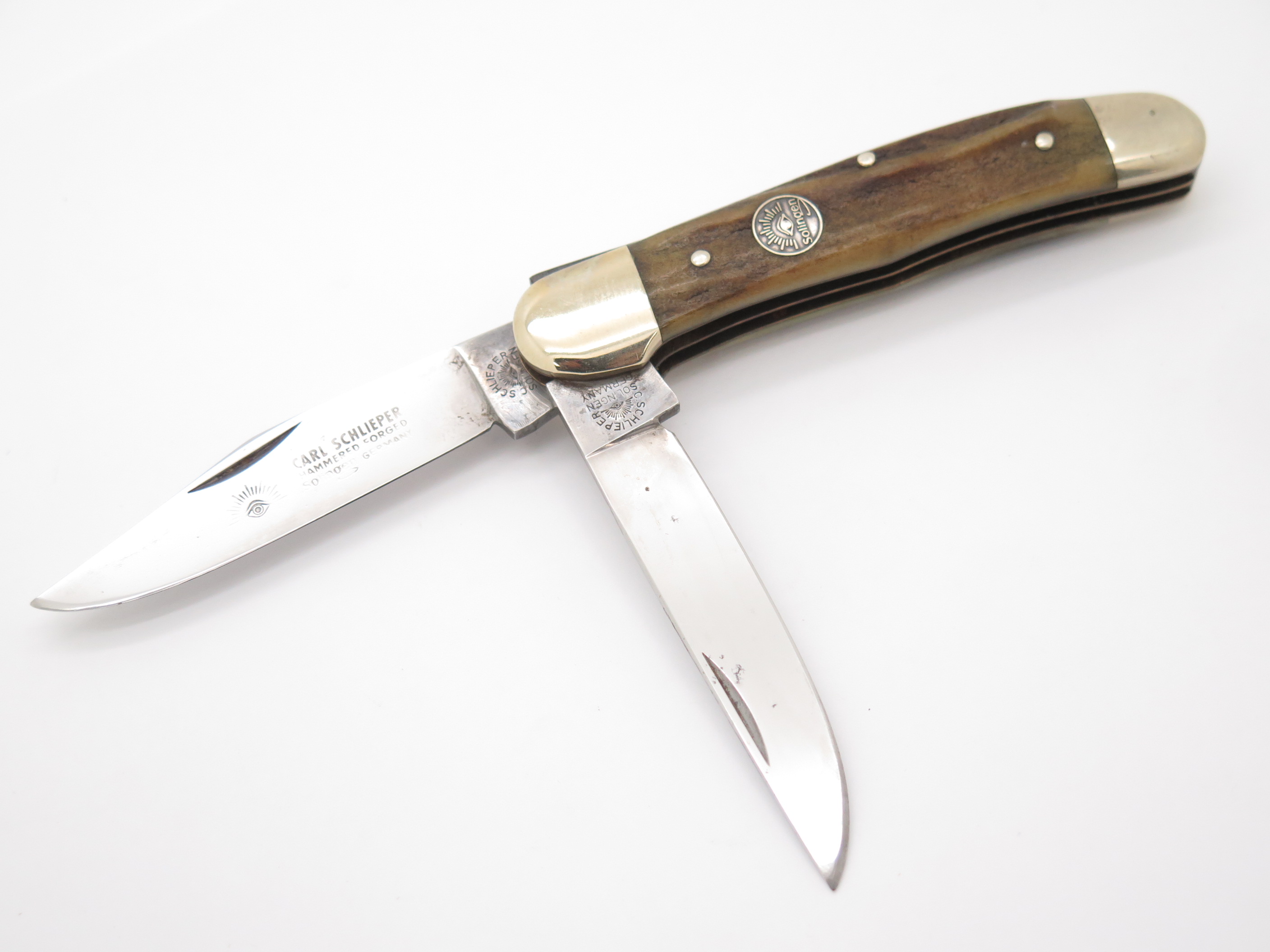 Vtg Carl Schlieper GX-DS Copperhead Solingen Germany Stag Folding