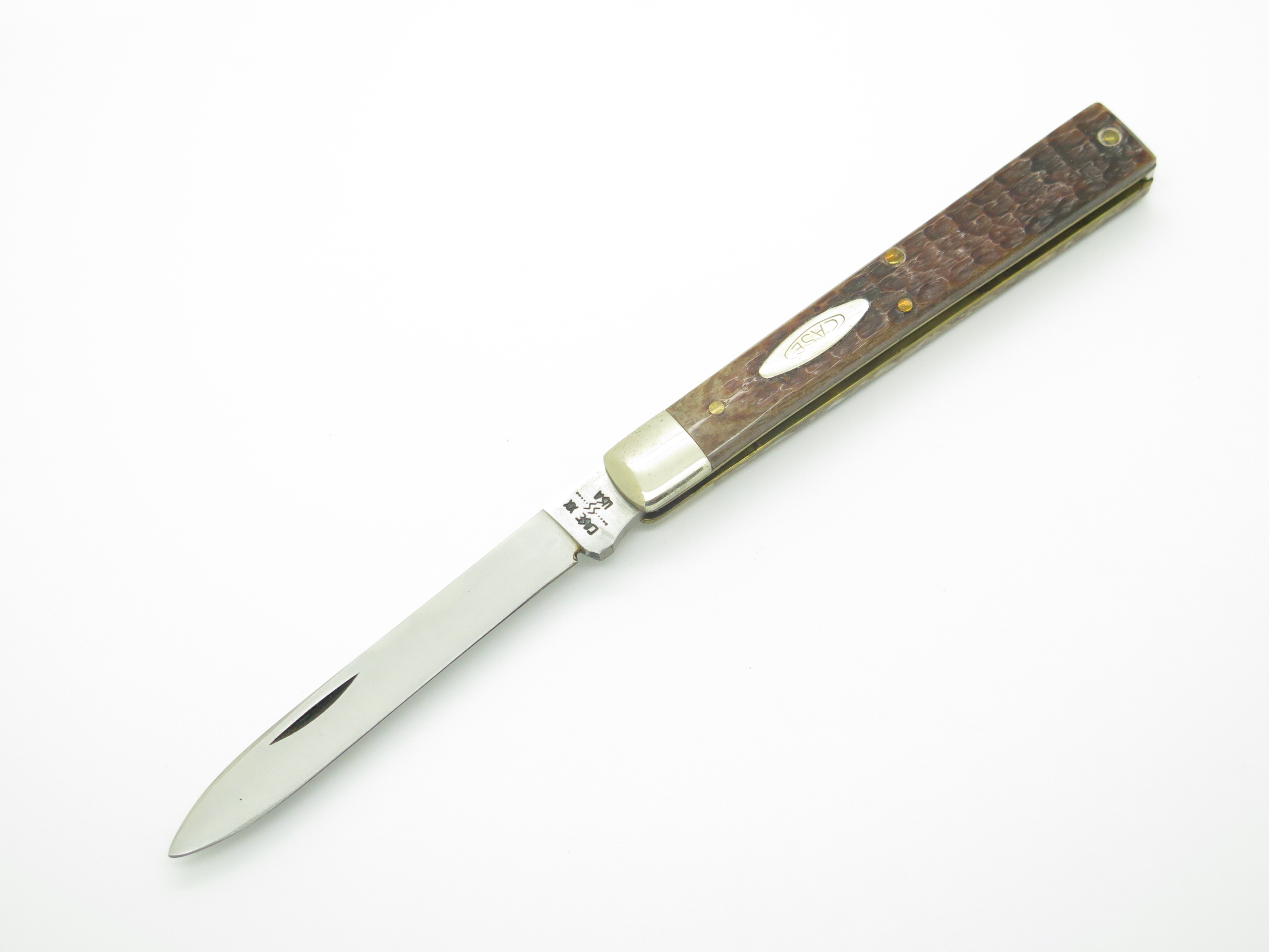 中古 美品 R.E.G. O-K ALL STAINLESS 45 Vintage 1980 Case XX 6185 Doctor Jigged Bone Handle Folding Pocket